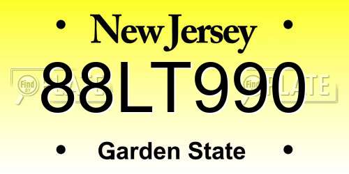 88LT990 New Jersey License Plate