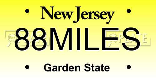 88MILES New Jersey License Plate