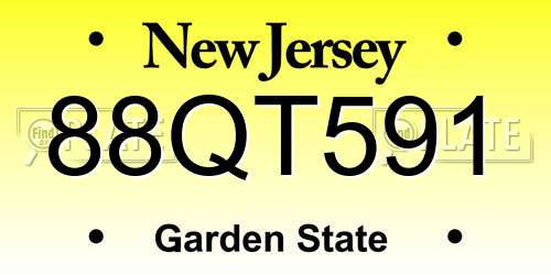 88QT591 New Jersey License Plate