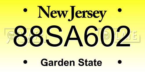 88SA602 New Jersey License Plate