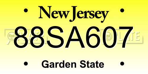 88SA607 New Jersey License Plate