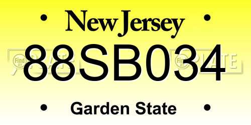 88SB034 New Jersey License Plate