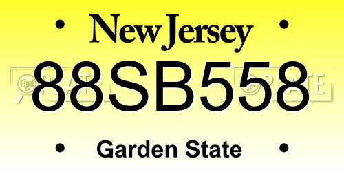 88SB558 New Jersey License Plate
