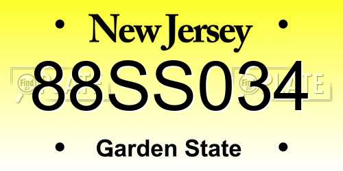 88SS034 New Jersey License Plate