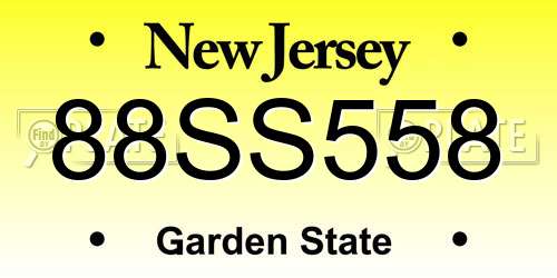 88SS558 New Jersey License Plate