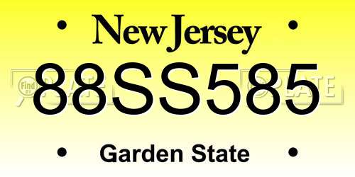 88SS585 New Jersey License Plate