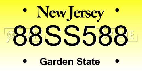 88SS588 New Jersey License Plate