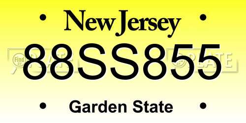 88SS855 New Jersey License Plate