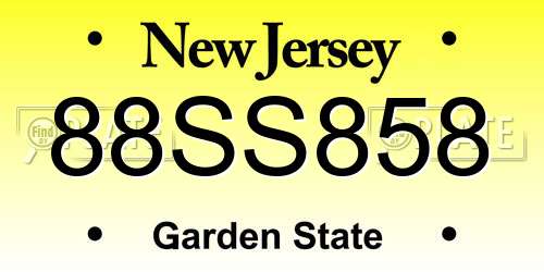 88SS858 New Jersey License Plate