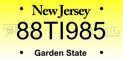 88TI985 New Jersey License Plate