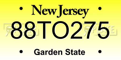 88TO275 New Jersey License Plate
