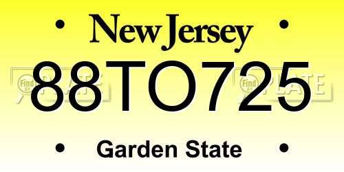 88TO725 New Jersey License Plate