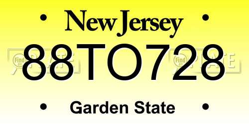 88TO728 New Jersey License Plate