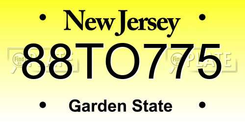 88TO775 New Jersey License Plate