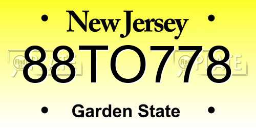 88TO778 New Jersey License Plate