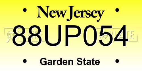 88UP054 New Jersey License Plate