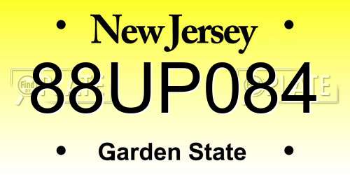 88UP084 New Jersey License Plate