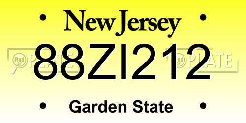 88ZI212 New Jersey License Plate