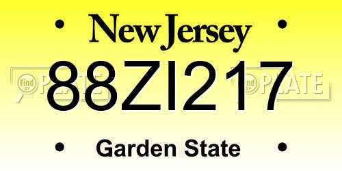 88ZI217 New Jersey License Plate