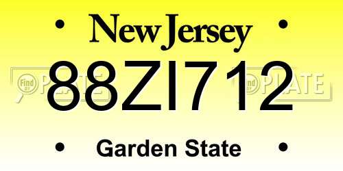 88ZI712 New Jersey License Plate