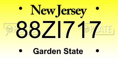 88ZI717 New Jersey License Plate
