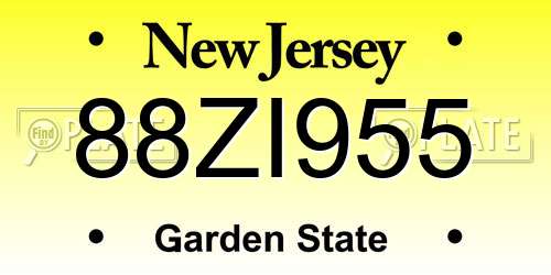 88ZI955 New Jersey License Plate