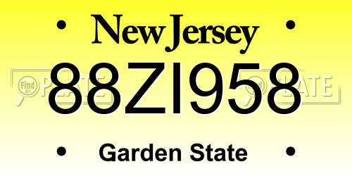 88ZI958 New Jersey License Plate