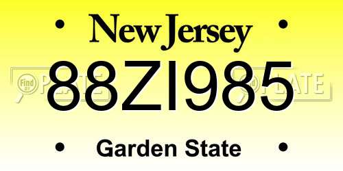 88ZI985 New Jersey License Plate