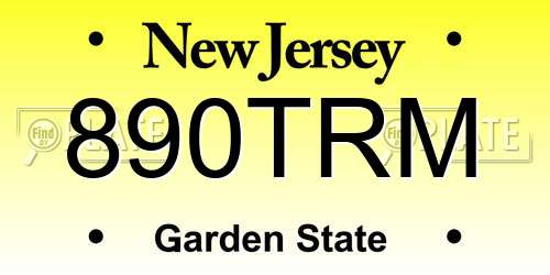 890TRM New Jersey License Plate