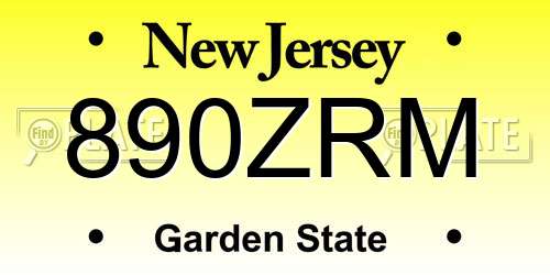 890ZRM New Jersey License Plate