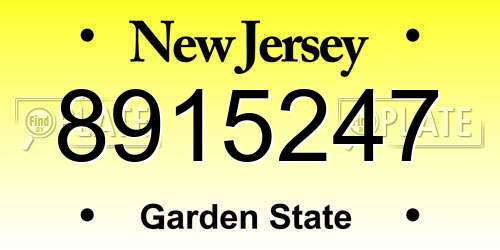 8915247 New Jersey License Plate