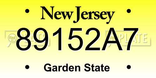 89152A7 New Jersey License Plate