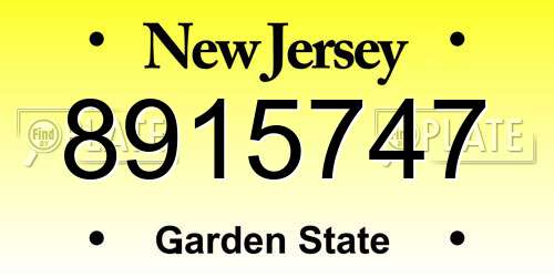 8915747 New Jersey License Plate