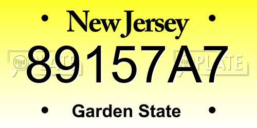89157A7 New Jersey License Plate