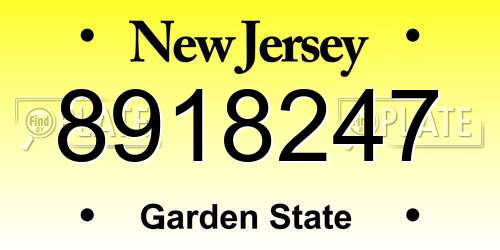8918247 New Jersey License Plate