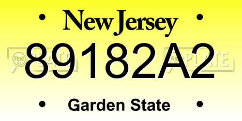 89182A2 New Jersey License Plate