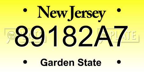 89182A7 New Jersey License Plate