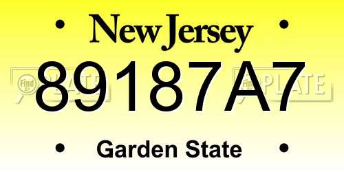 89187A7 New Jersey License Plate