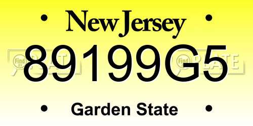 89199G5 New Jersey License Plate