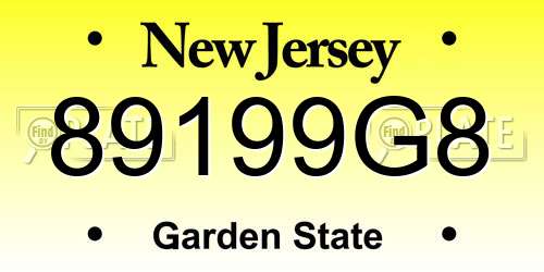 89199G8 New Jersey License Plate