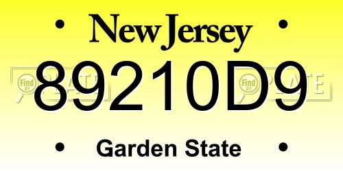 89210D9 New Jersey License Plate