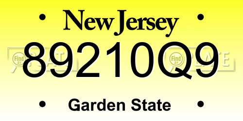 89210Q9 New Jersey License Plate