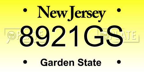 8921GS New Jersey License Plate