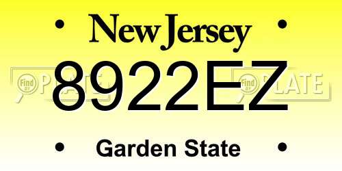 8922EZ New Jersey License Plate