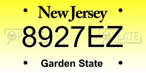8927EZ New Jersey License Plate