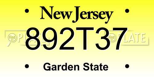892T37 New Jersey License Plate