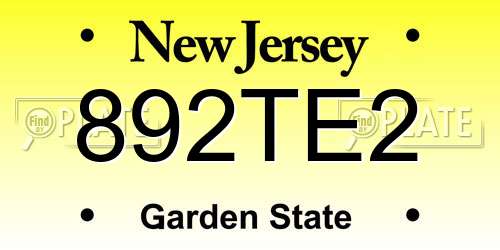 892TE2 New Jersey License Plate