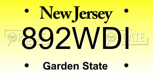 892WDI New Jersey License Plate