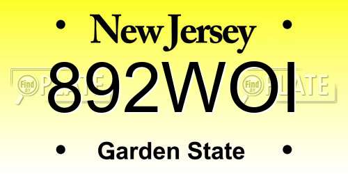 892WOI New Jersey License Plate