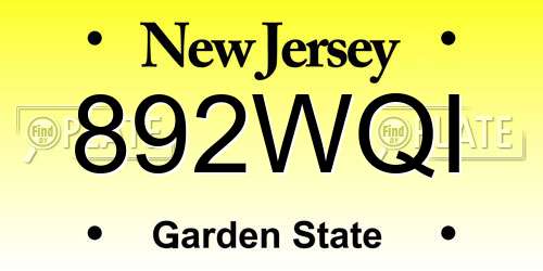 892WQI New Jersey License Plate